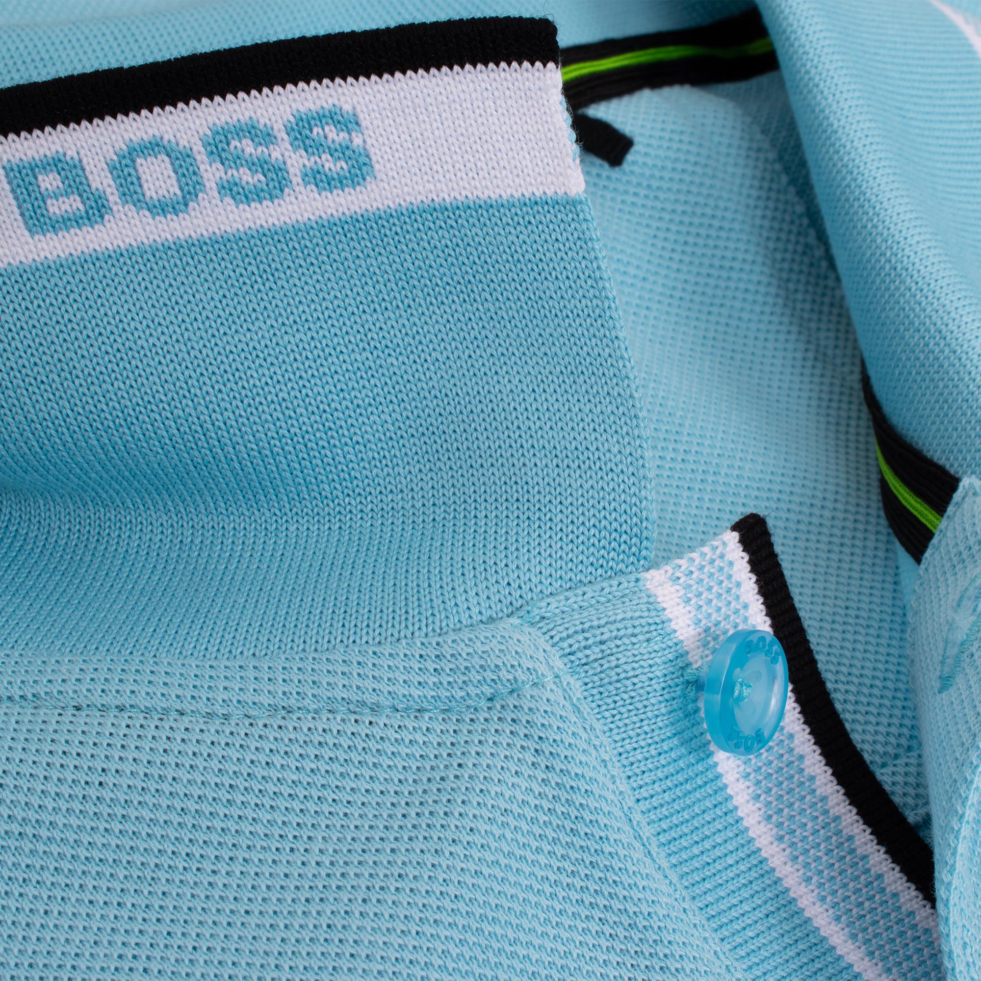 Boss Pilsy Long Sleeve Polo Shirt Light Pastel Blue
